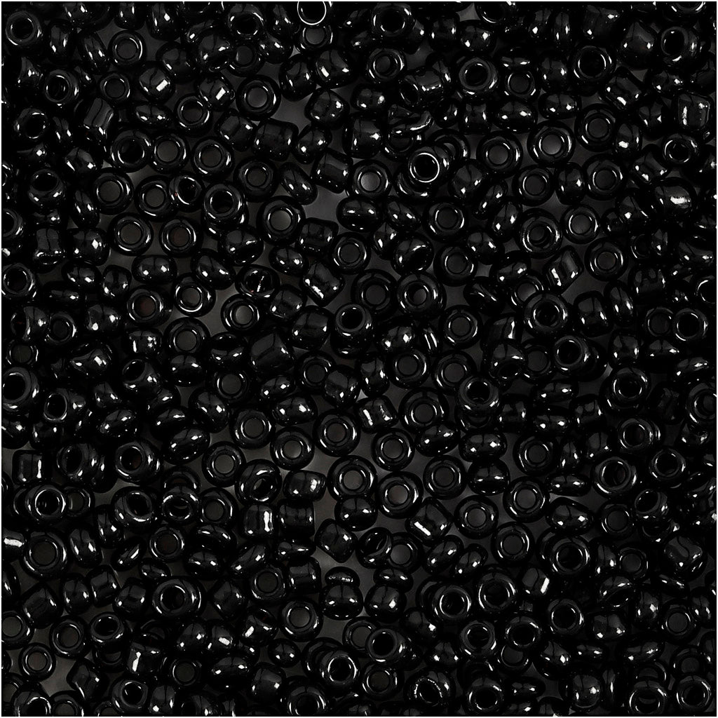 Rocaille Seed Beads, dia. 2 mm, size 12/0, hole size 0,8 mm, black, 25 g