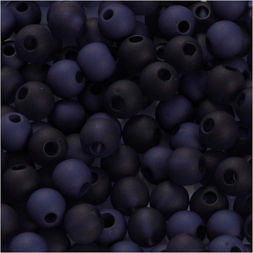 Plastic Beads, dia. 6 mm, hole size 2 mm, ca. 150 pc, blue, 40 g