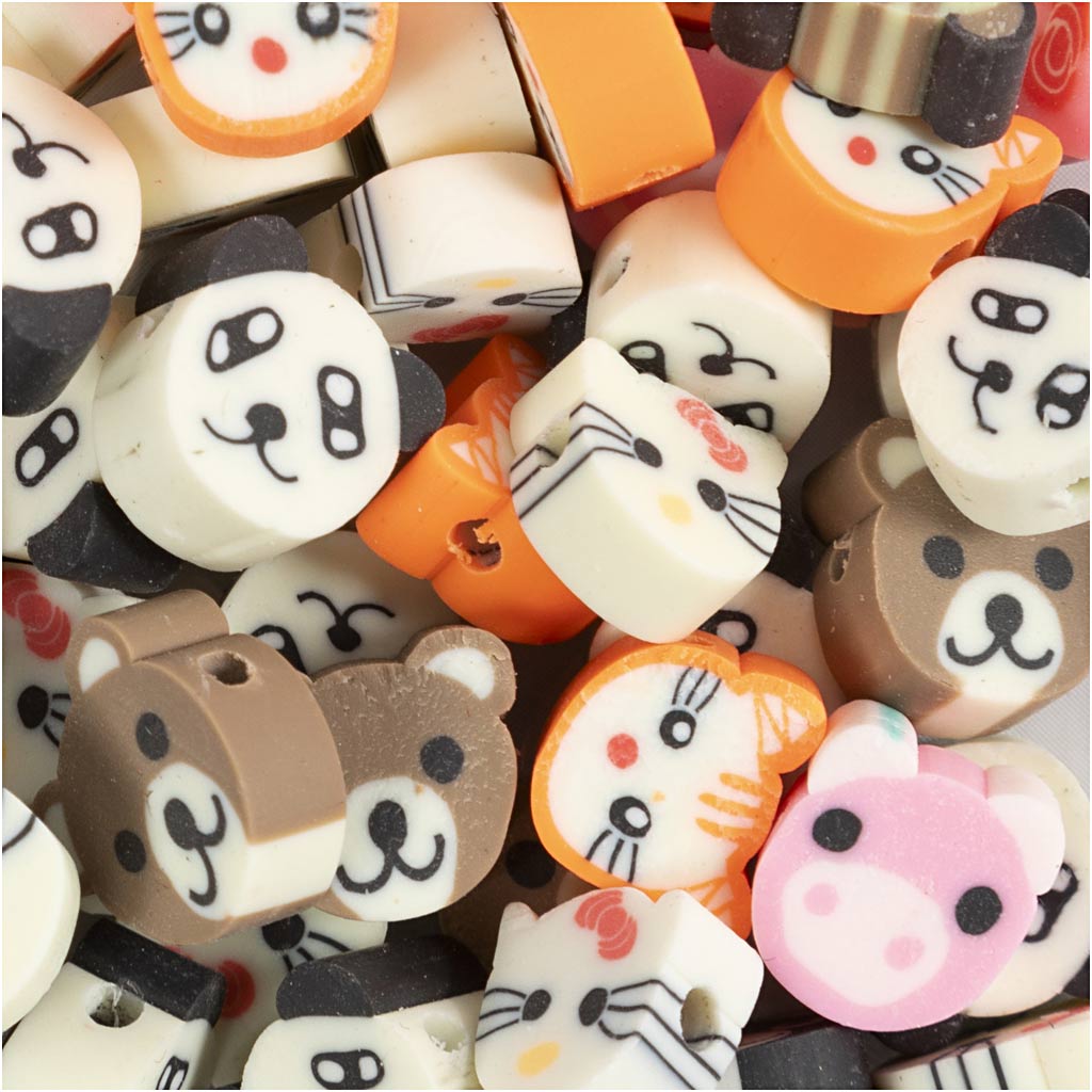 Figure Beads, animals, dia. 10 mm, hole size 1,5 mm, 200 asstd.