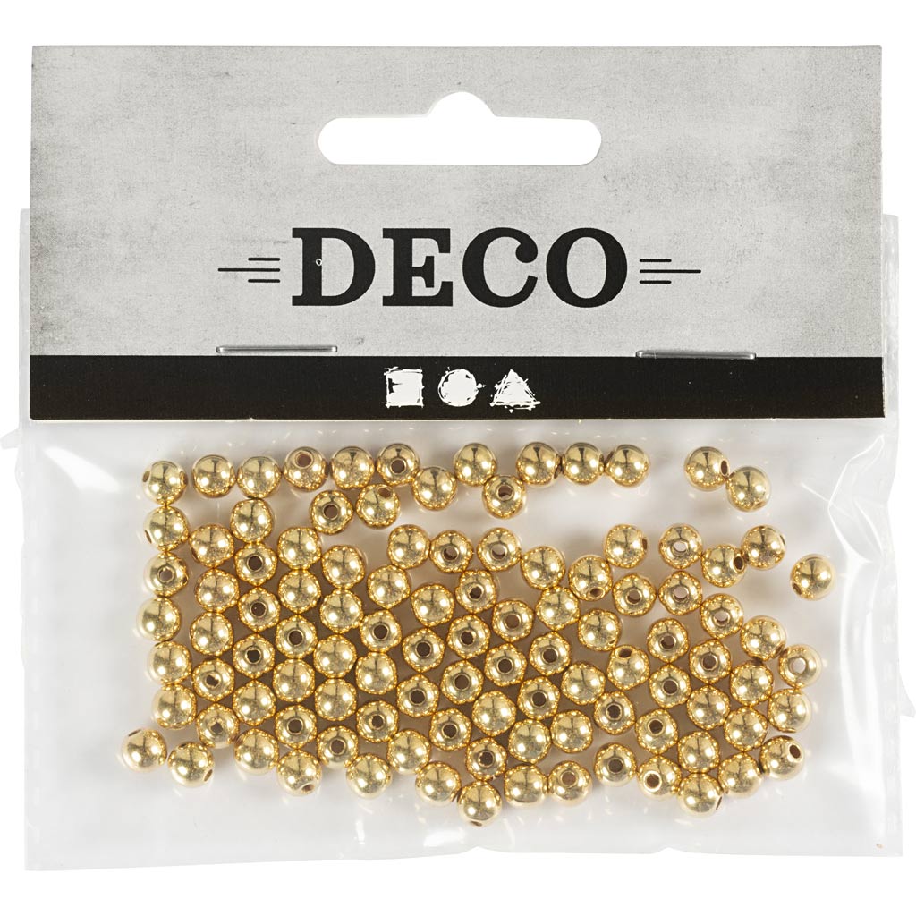 Wax Beads, dia. 5 mm, hole size 0,7 mm, gold, 100 pc