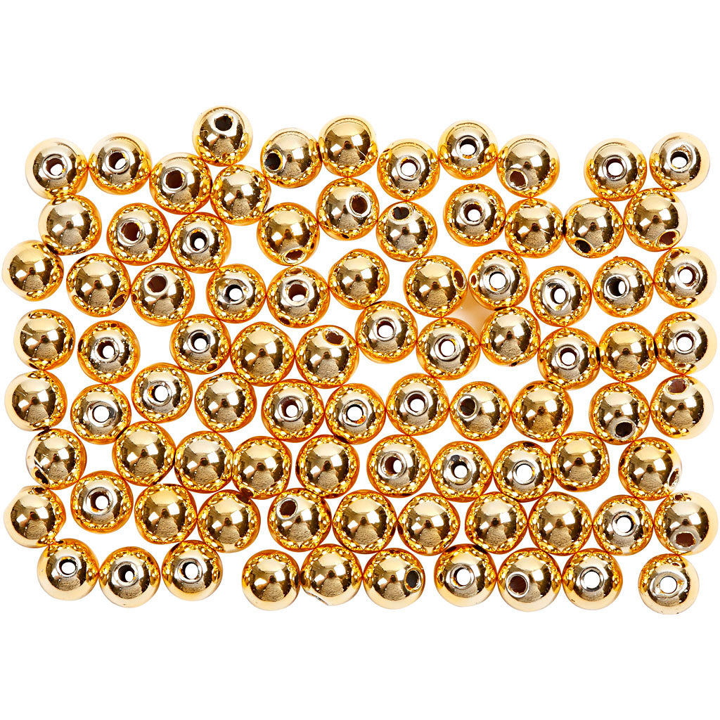 Wax Beads, dia. 4 mm, hole size 0,7 mm, gold, 150 pc