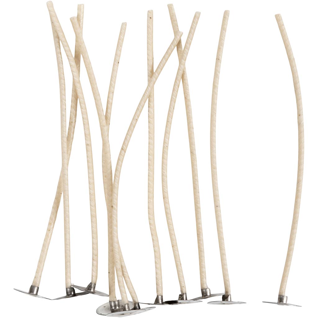 Wicks for Candles in Containers, Suitable for containers with a diameter of 20–65 mm, L: 110 mm, thickness 2 mm, 10 pc