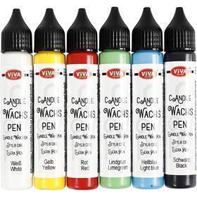Candle Pen, bold colours, 6x28 ml