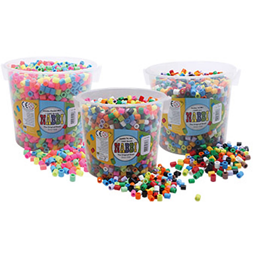 Fuse Beads, size 10x10 mm, hole size 5 mm, JUMBO, assorted colours, 7350 pc, 3x2450 pc