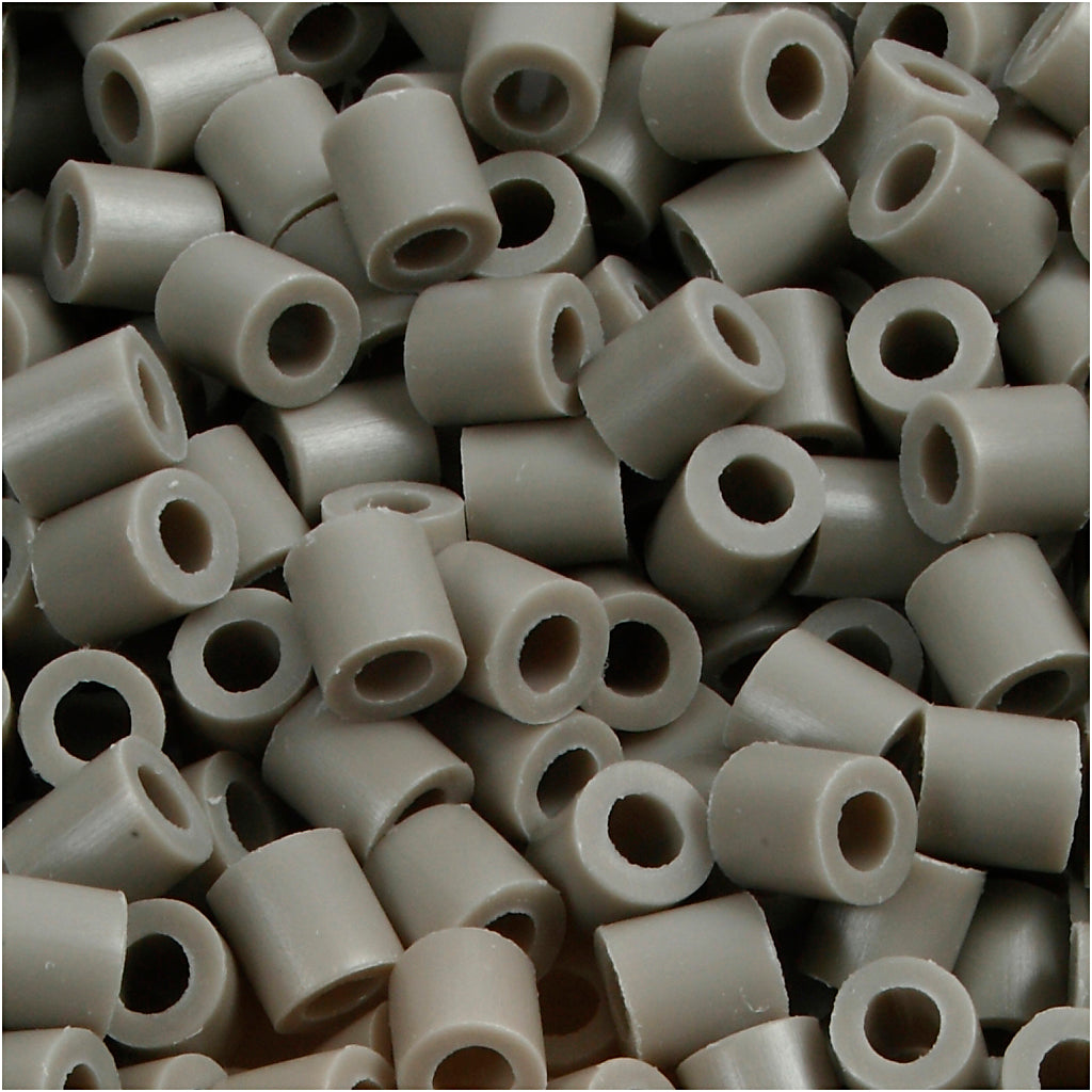 Fuse Beads, size 5x5 mm, hole size 2,5 mm, medium, ash-coloured (32226), 6000 pc