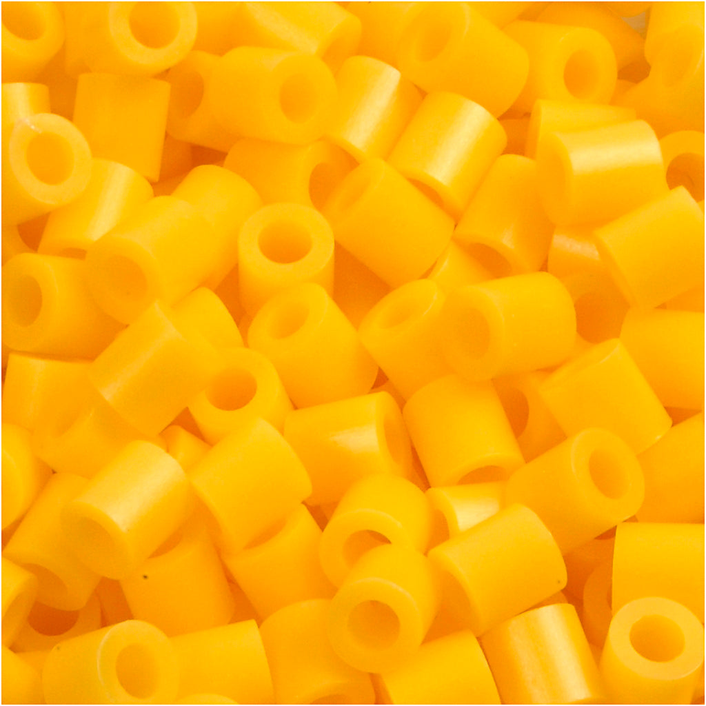 Fuse Beads, size 5x5 mm, hole size 2,5 mm, medium, yellow (32227), 1100 pc