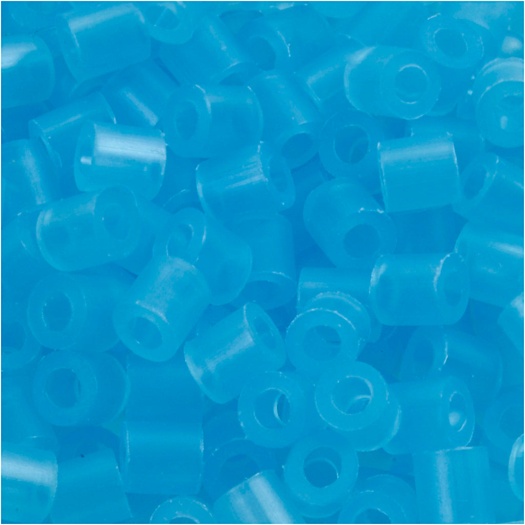 Fuse Beads, size 5x5 mm, hole size 2,5 mm, medium, neon blue (32235), 1100 pc