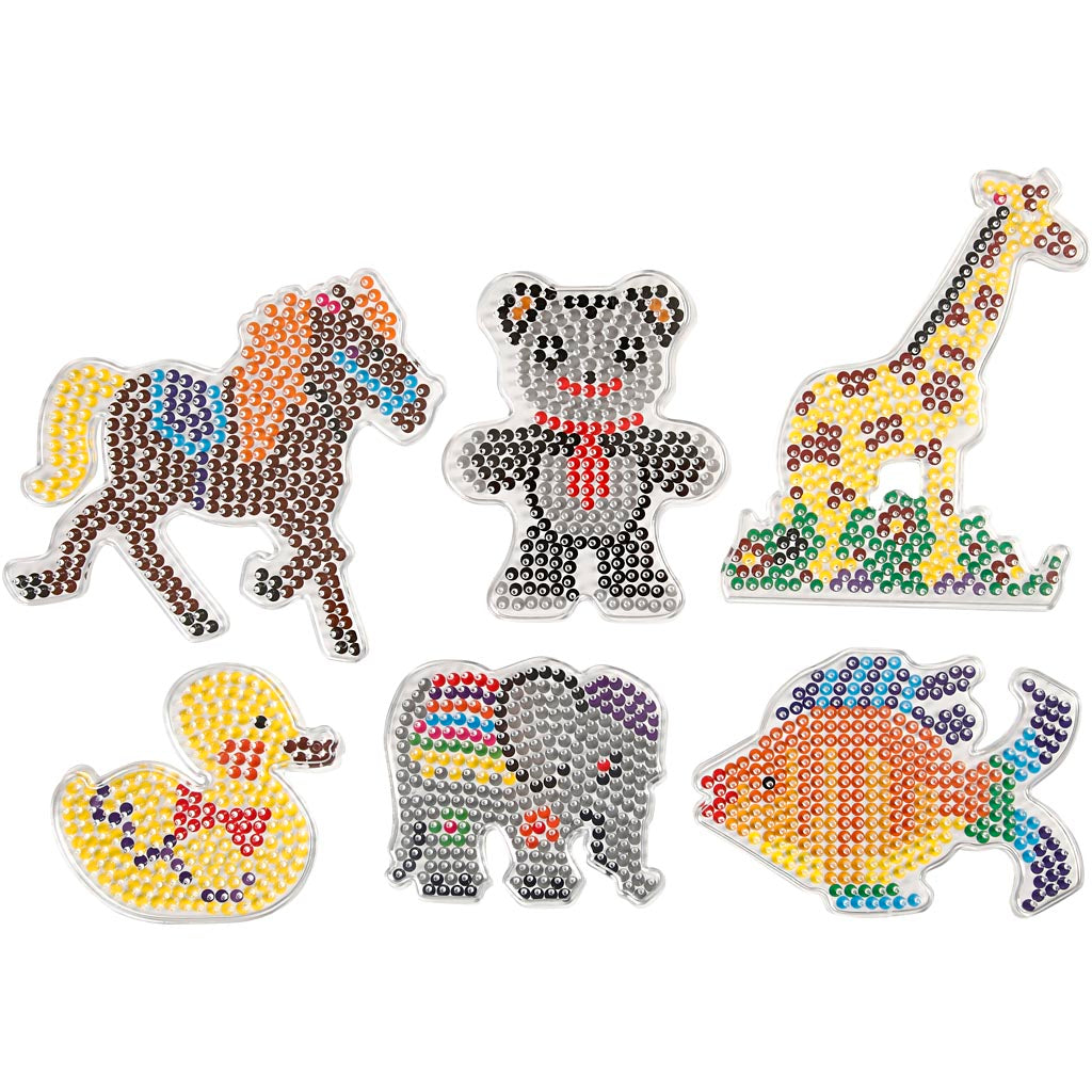 Peg Board, duck, elephant, giraffe, bear, horse and fish., size 10x11-13x16,5 cm, medium, 6 pc