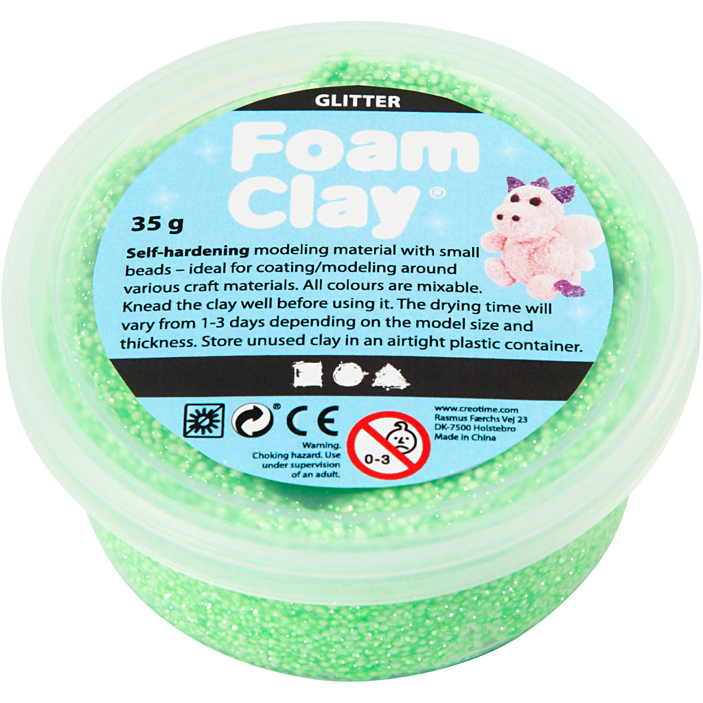 Foam Clay®, glitter, green, 35 g/ 1 tub
