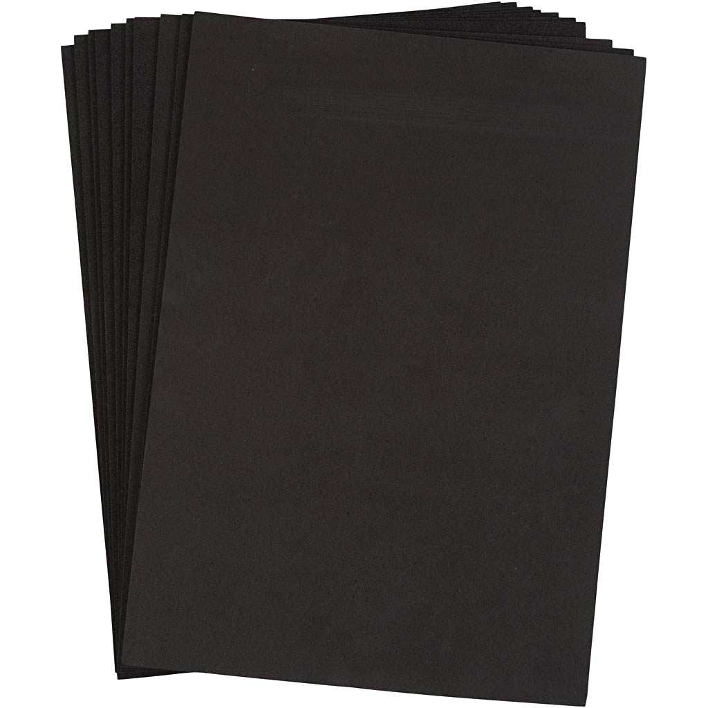 Foam Sheets, A4, sheet 210x297 mm, thickness 2 mm, black, 10 sheet