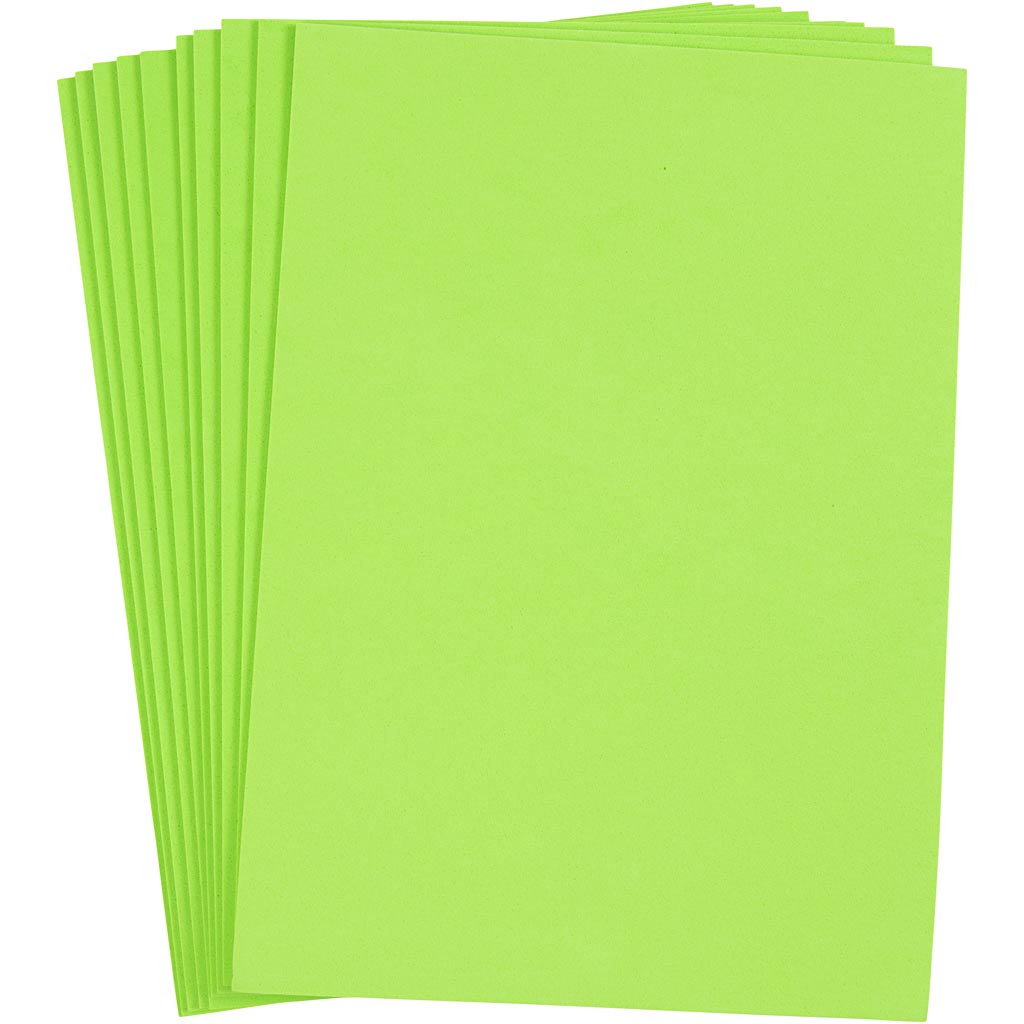 Foam Sheets, A4, sheet 210x297 mm, thickness 2 mm, light green, 10 sheet