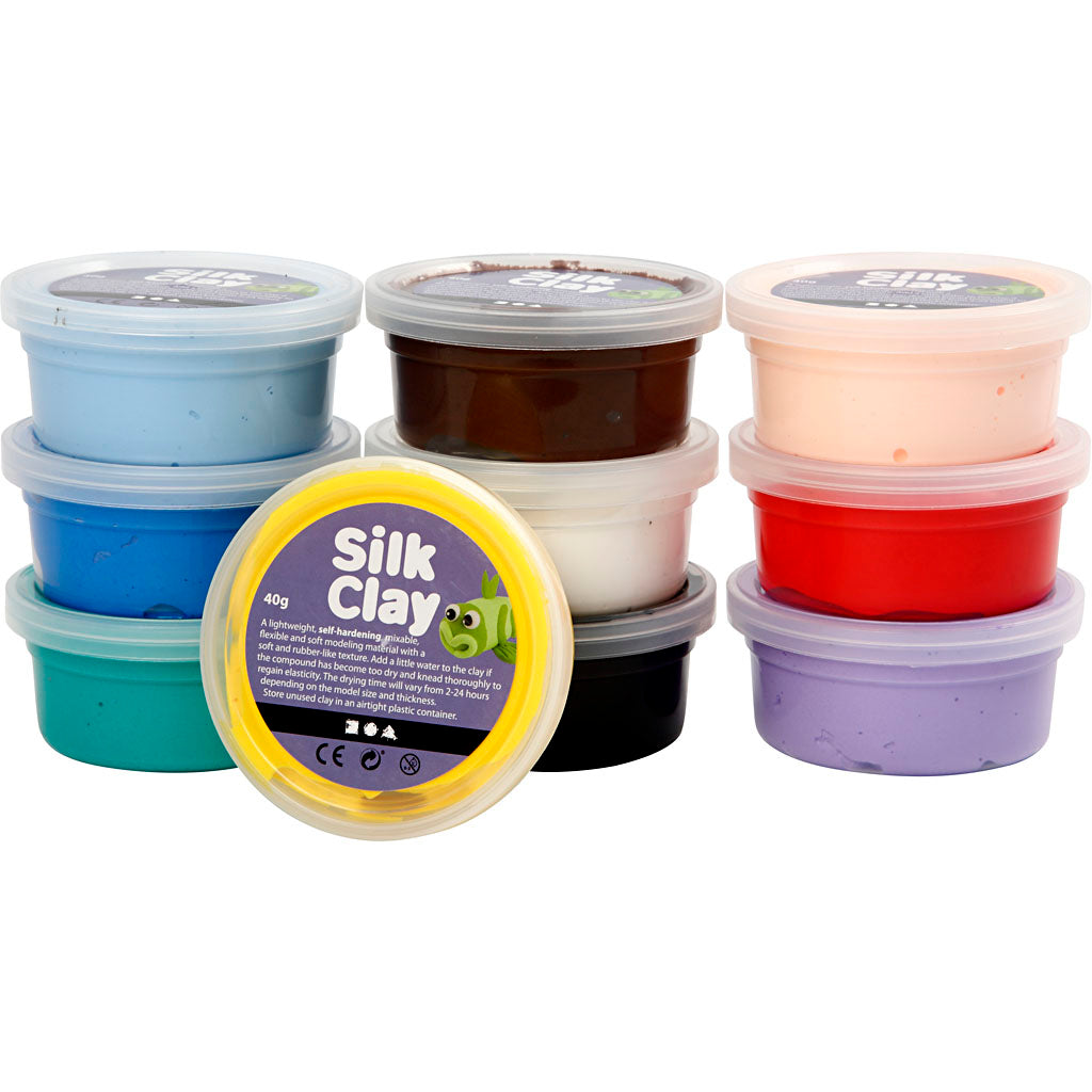 Silk Clay®, Basic 1, assorted colours, 10x40 g