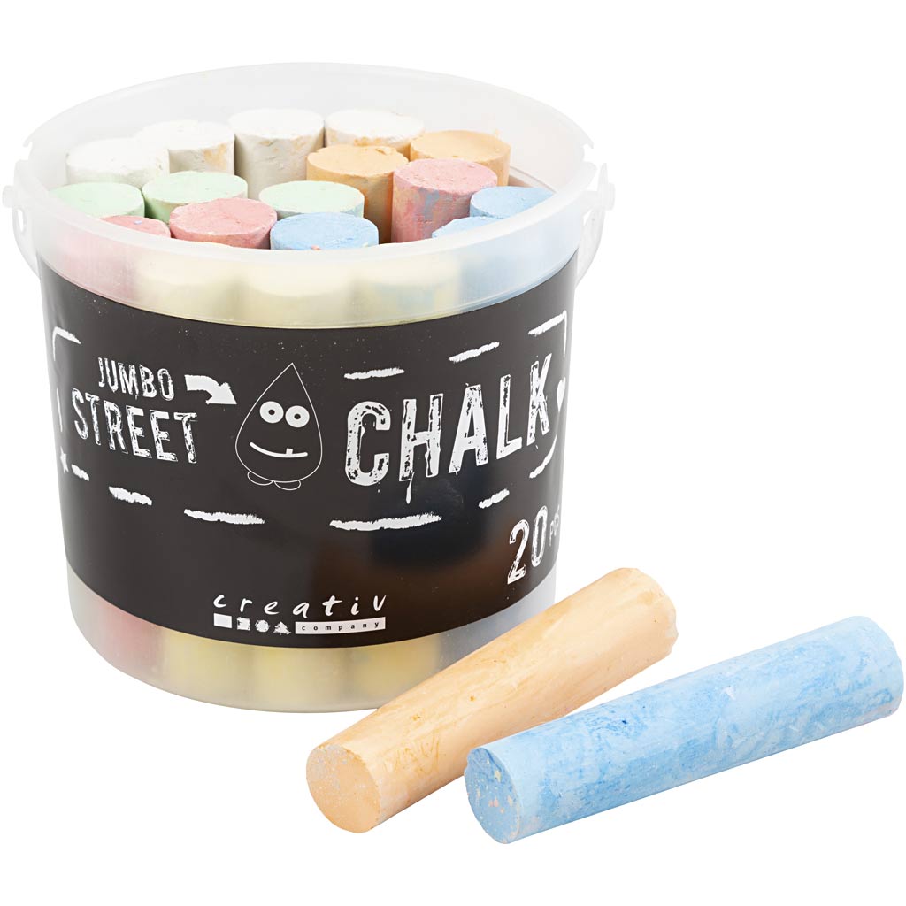 Street Chalk, size 2,5x12 cm, assorted colours, 20 pc