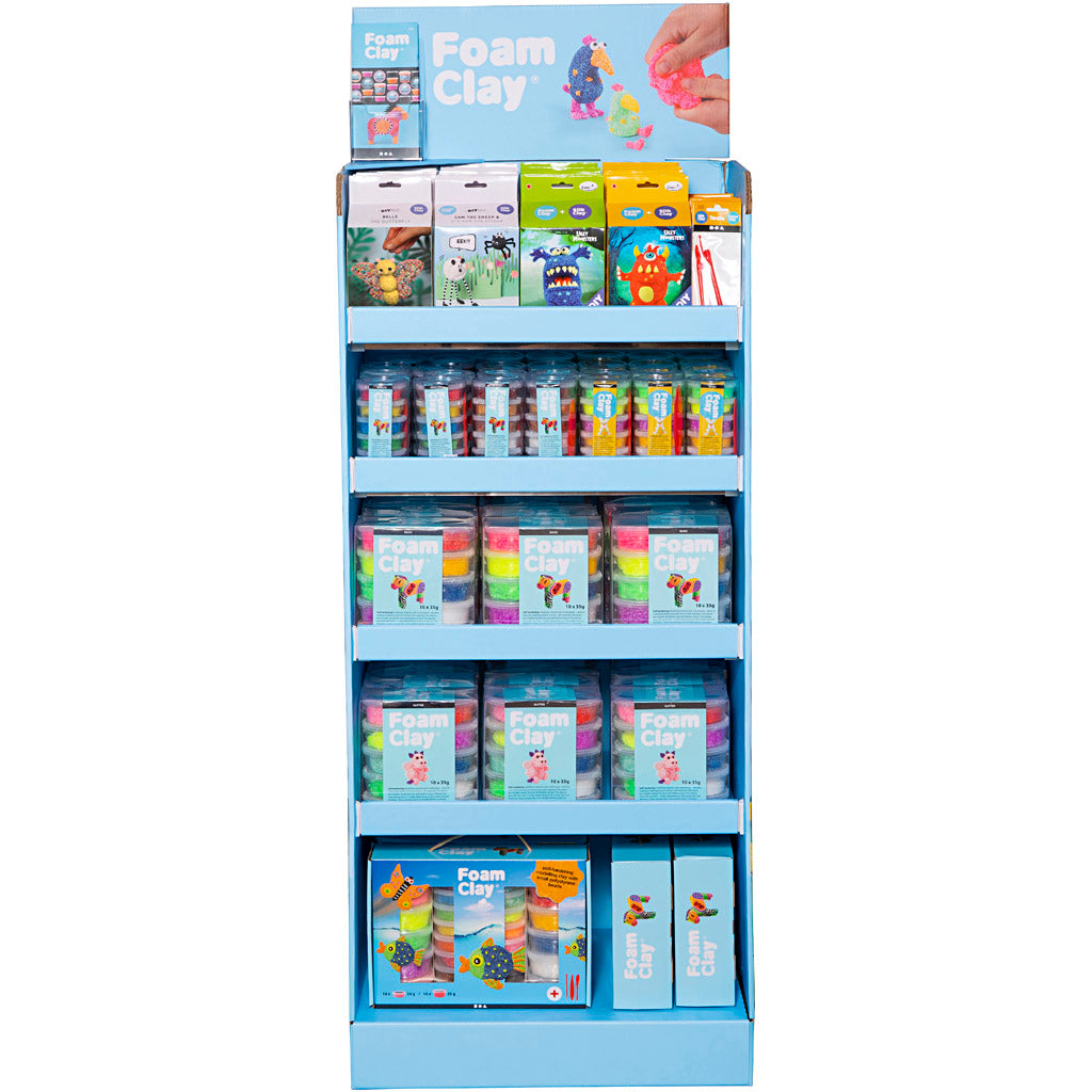 Floor Display Foam Clay®, H: 1560 mm, D. 390 mm, W: 580 mm, assorted colours, 102 sales units