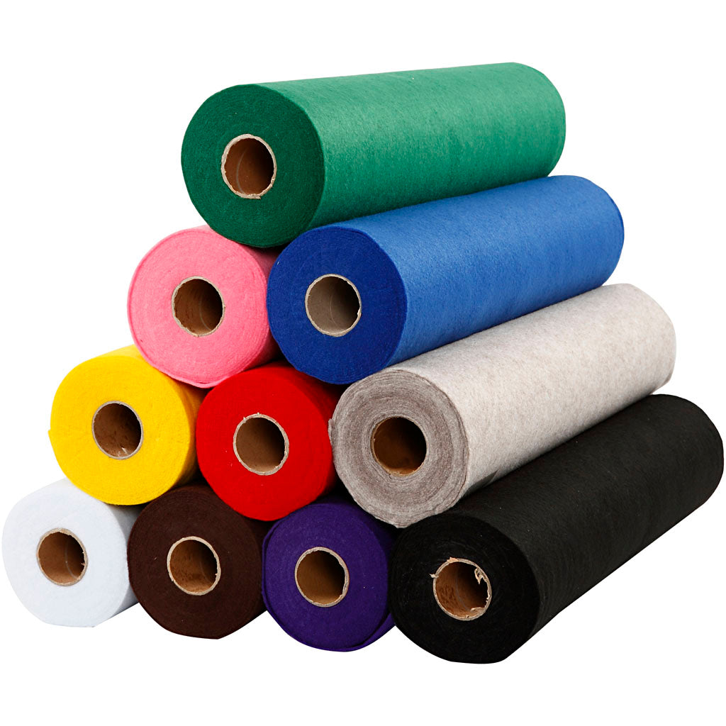 Craft felt, W: 45 cm, thickness 1,5-2 mm, 180-200 g, 10x5 m