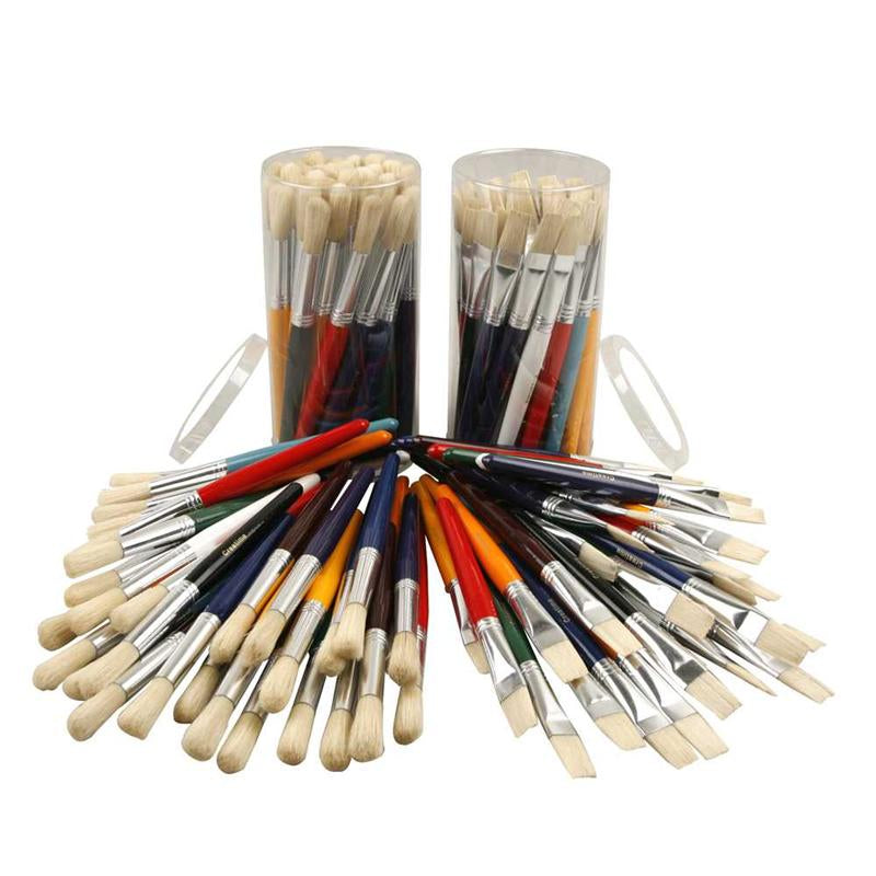 Kids Paint Brushes, round,flat, L: 19 cm, W: 15 mm, 60 pc