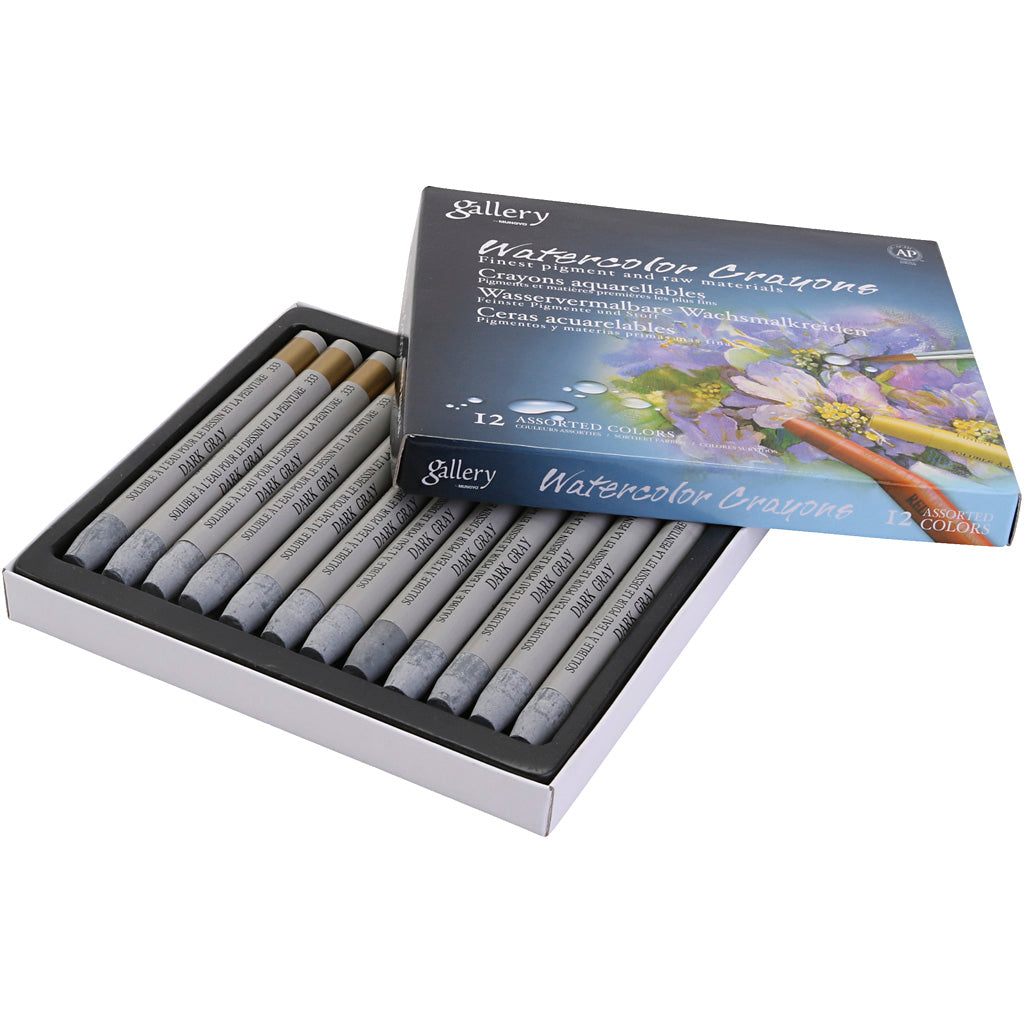 Watercolor Crayons, grey, 12 pc
