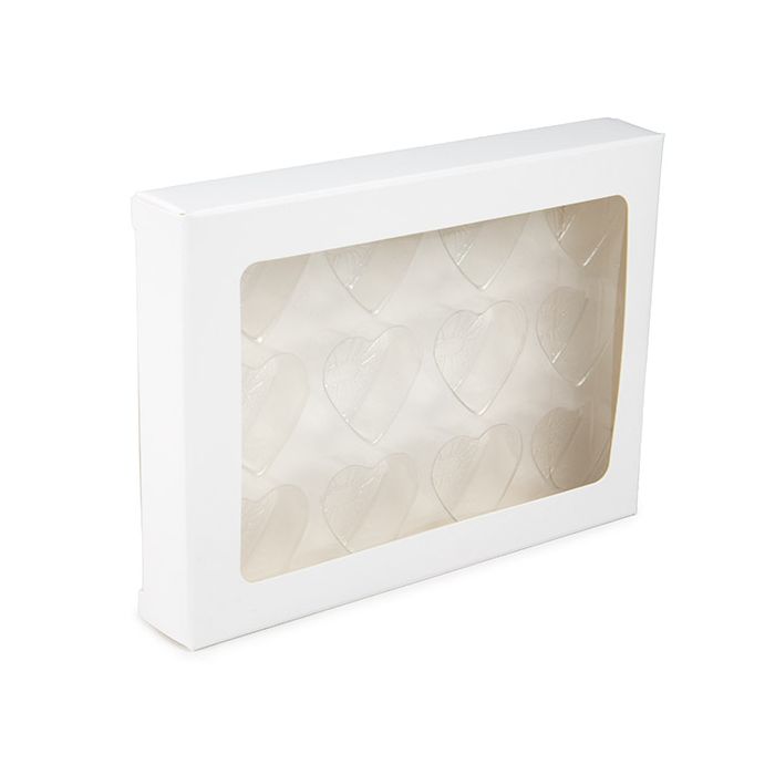 White Kraft Artisan Candy Box Set, Heart Insert 10.2x2.1x13.8 cm