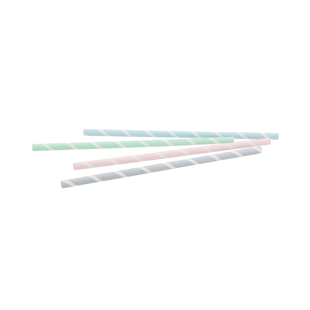 Jumbo Drinking Straws Paper 23 cm, Ø 0.8 cm Pastel Striped (3450 pieces)