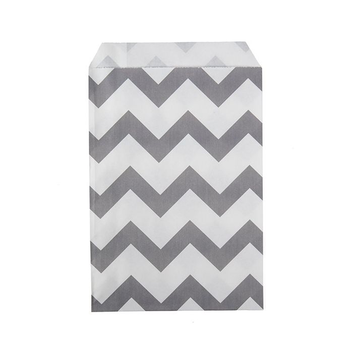 Paper Bags White with Grey Chevron Stripes 12,7x20,3 cm