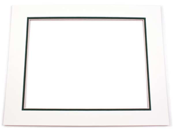 Mount Board Double thick Ivory/dark Green 27.9x35.6cm with 20.6x27cm Window