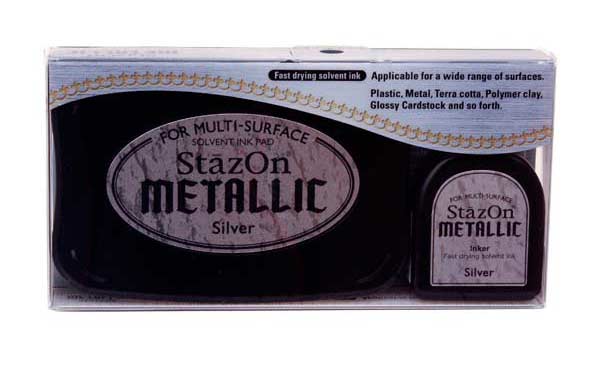 Ink Pads Stazon + Refill Metallic Silver (1 pc)