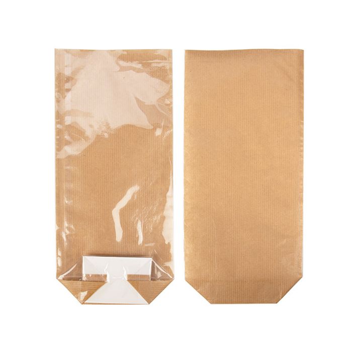 Kraft Block Bottom Bags w/ Paper Insert 7x5.1x25.4 cm