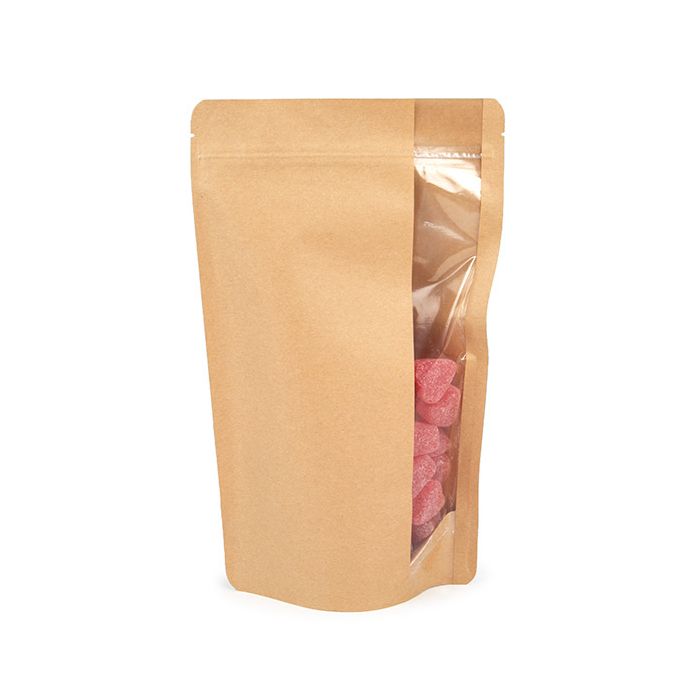 Stand Up Zipper Pouch w/ Vertical Window Kraft 17.1x8.9x28.6 cm