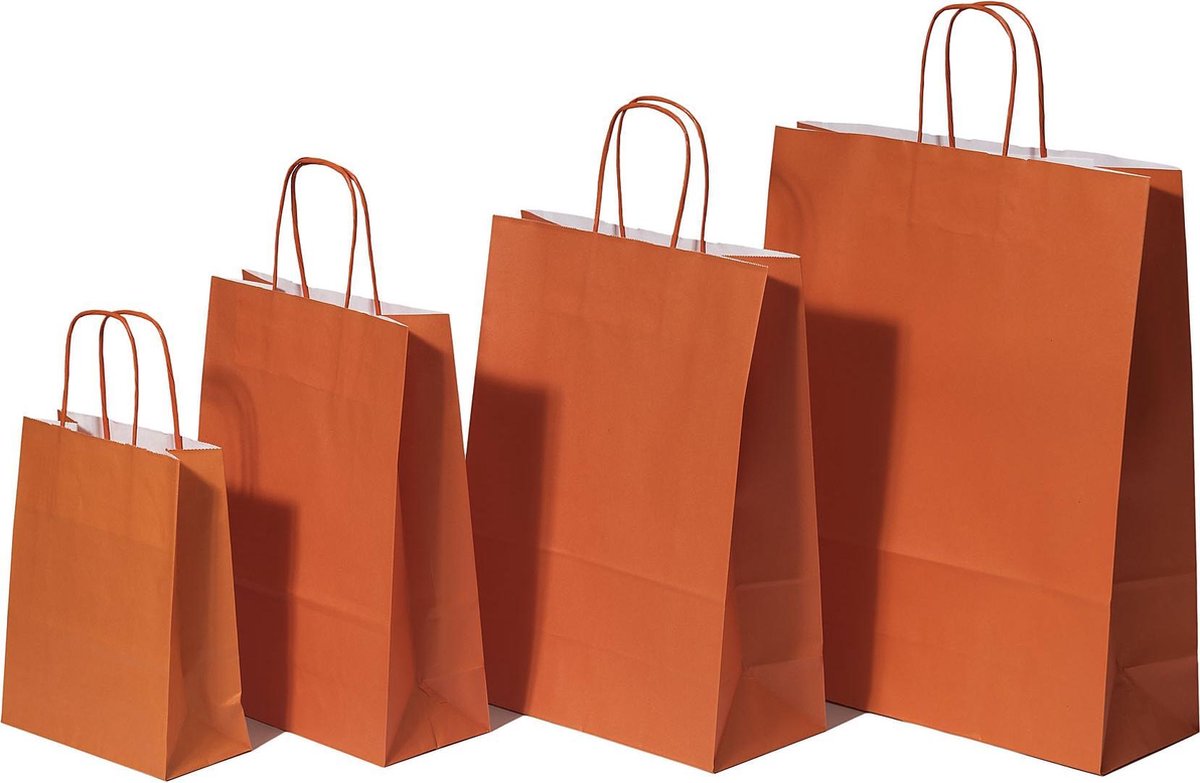 Paper Carrier Bags Orange 32+12x41cm Kraft 100 grams