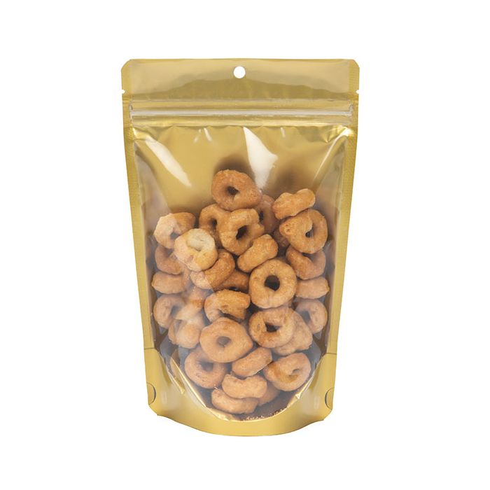 Stand Up Pouches Transparent/Gold 13x7,9x20,6cm With Hanghole