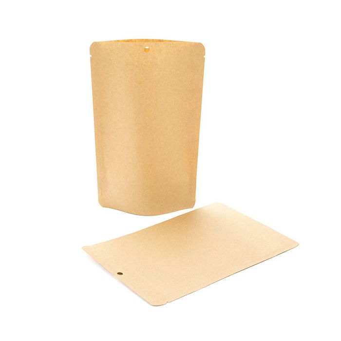 Stand Up Pouches Kraft Compostable 14.9x8.9x23.2cm no Grip Seal | 312 grams