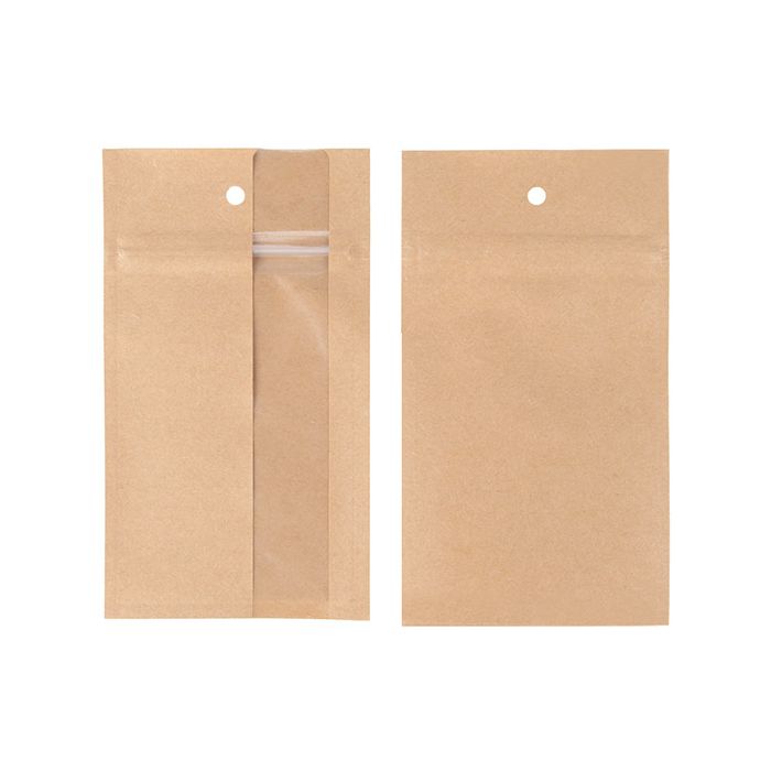 Grip Seal Bags Kraft With Vertical Window 7.6x11.4 cm