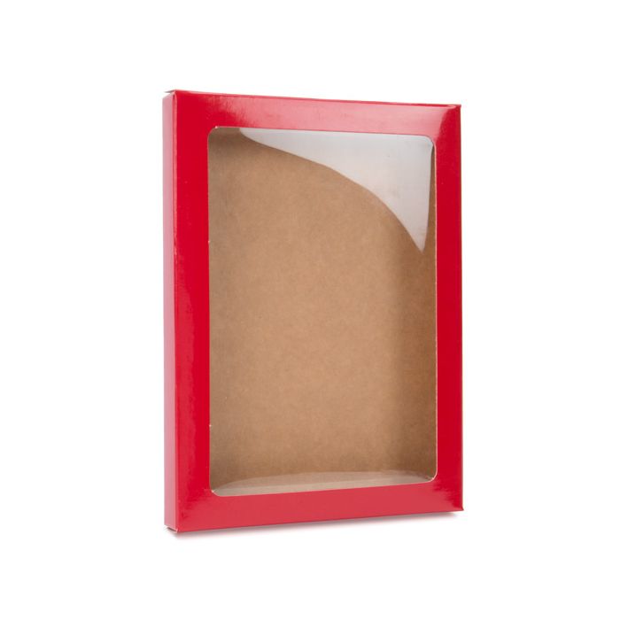 Kraft Gift Boxes with Window Red 11.5x1.5x15cm