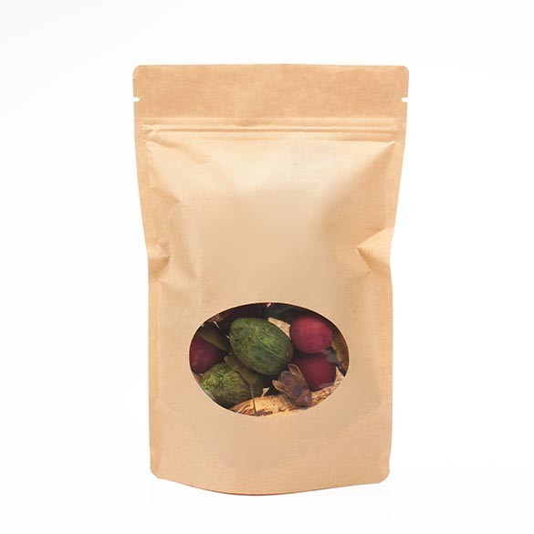 Stand Up Pouches Kraft with oval Window 17.1x8.9x28.6cm | 340 grams