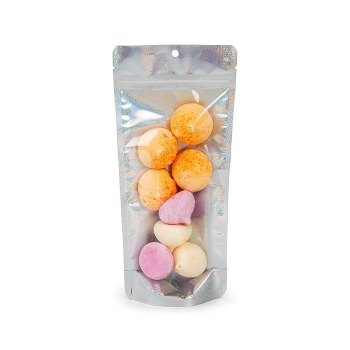 Stand Up Pouches transparent/Glitter Holographic 10,8x6x23,8 cm