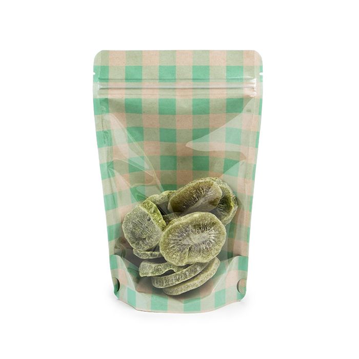Stand Up Pouches Kraft/Pastel Green Plaid 13x7,9x20,6 cm