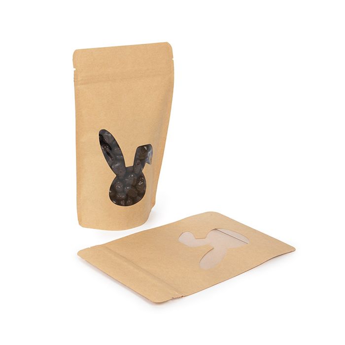 Stand Up Pouches Kraft With Rabbit Window 13x7,9x20,6 cm