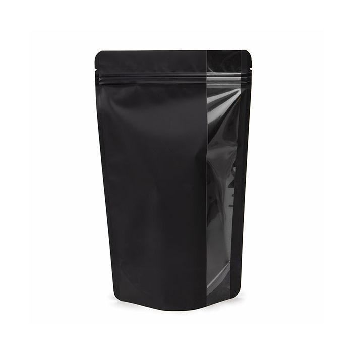 Stand Up Pouches Matte Black With Vertical Window 17,2x8,9x28,6 cm