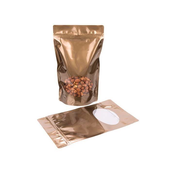 Stand Up Pouches Bronze with oval Window 17x9x28.5cm | 340 grams