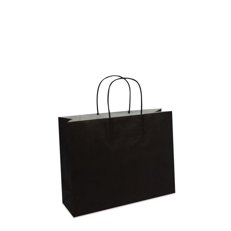 Papperskassar Svart 32 + 10 x 25 cm Tvinnade handtag + Bottenkartong (250 st.) [FP-002032]