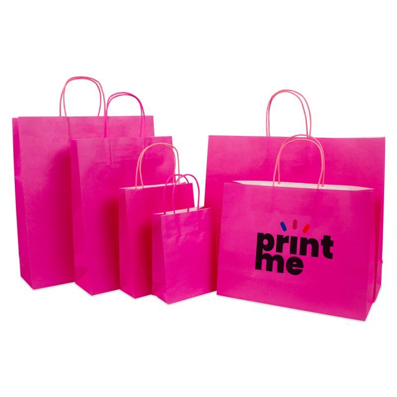 Papperskassar Rosa 14 + 7 x 19 cm Tvinnade handtag + Bottenkartong (250 st.) [FP-003019]