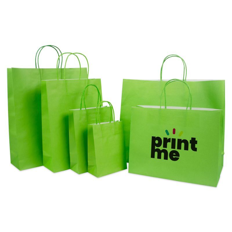Papperskassar Grön 14 + 7 x 19 cm Tvinnade handtag + Bottenkartong (250 st.) [FP-004019]