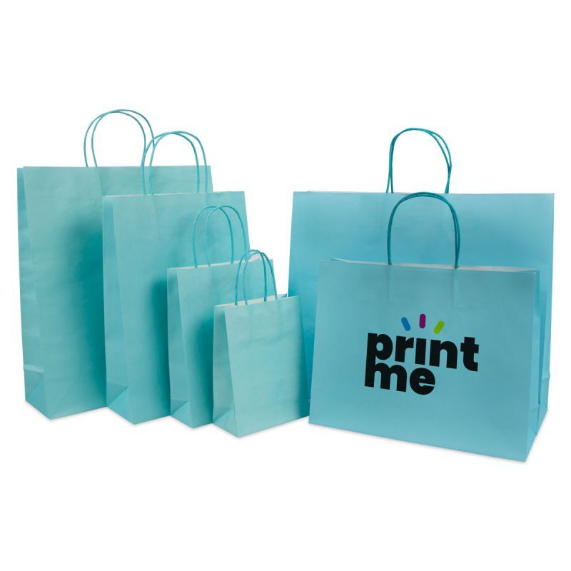 Papperskassar Blå 14 + 7 x 19 cm Tvinnade handtag + Bottenkartong (250 st.) [FP-005019]