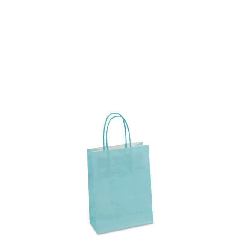 Papperskassar Blå 14 + 7 x 19 cm Tvinnade handtag + Bottenkartong (250 st.) [FP-005019]