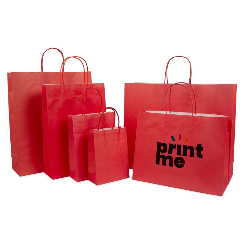 Papperskassar Röd 14 + 7 x 19 cm Tvinnade handtag + Bottenkartong (250 st.) [FP-006019]