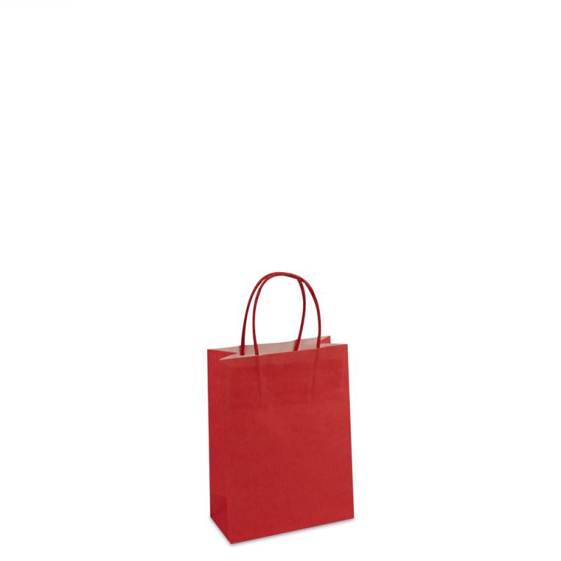 Papperskassar Röd 14 + 7 x 19 cm Tvinnade handtag + Bottenkartong (250 st.) [FP-006019]
