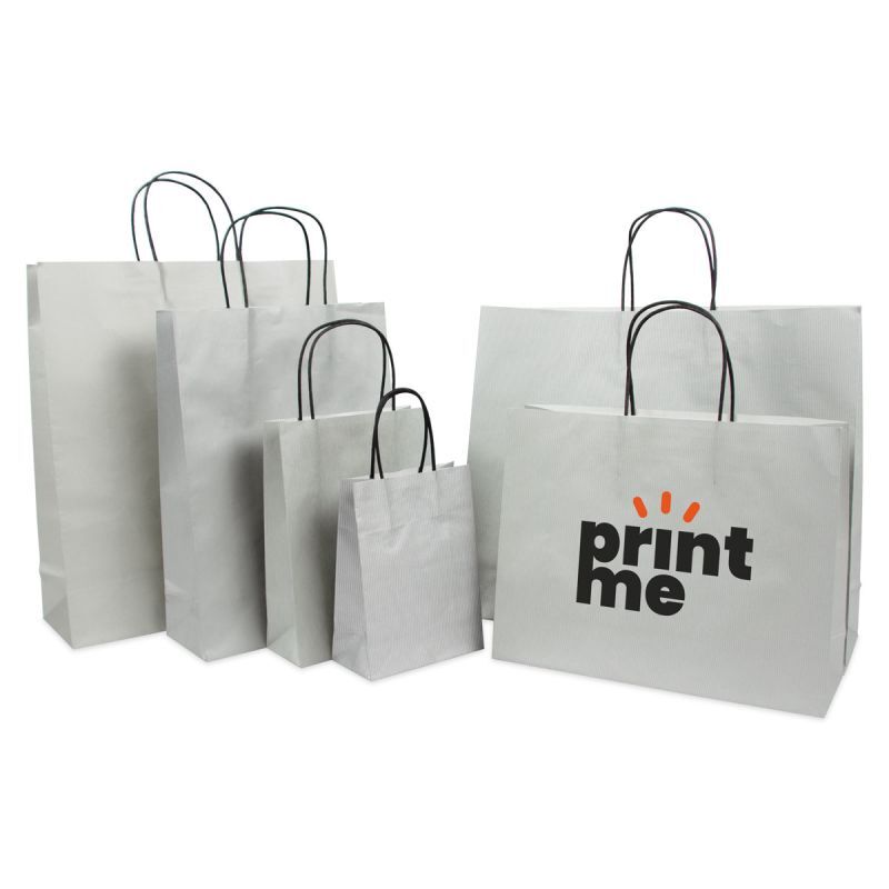 Papperskassar Silver 14 + 7 x 19 cm Tvinnade handtag + Bottenkartong (250 st.) [FP-007019]