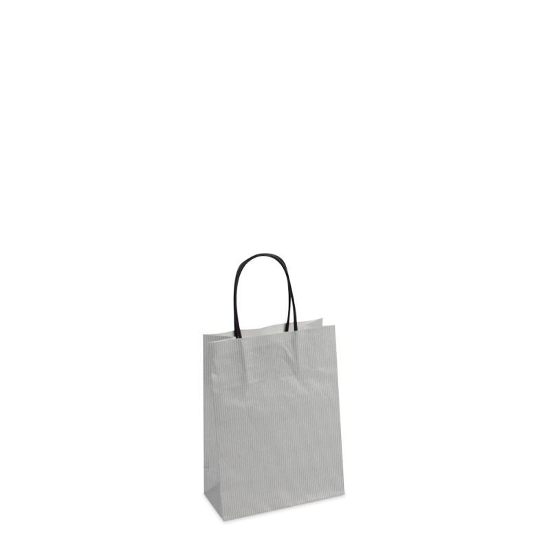Papperskassar Silver 14 + 7 x 19 cm Tvinnade handtag + Bottenkartong (250 st.) [FP-007019]