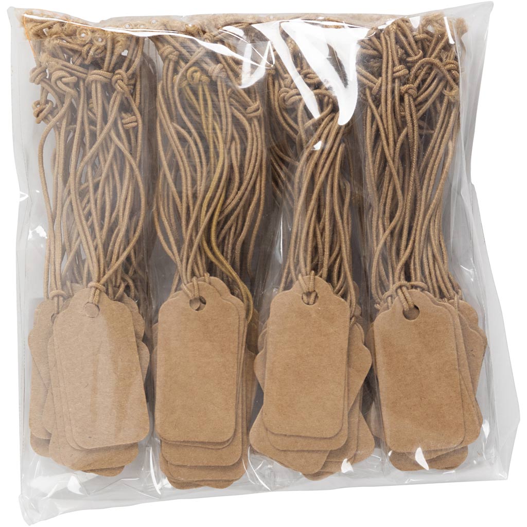 Gift Tags, size 15x30 mm, light brown, 100pcs [HOB01271]