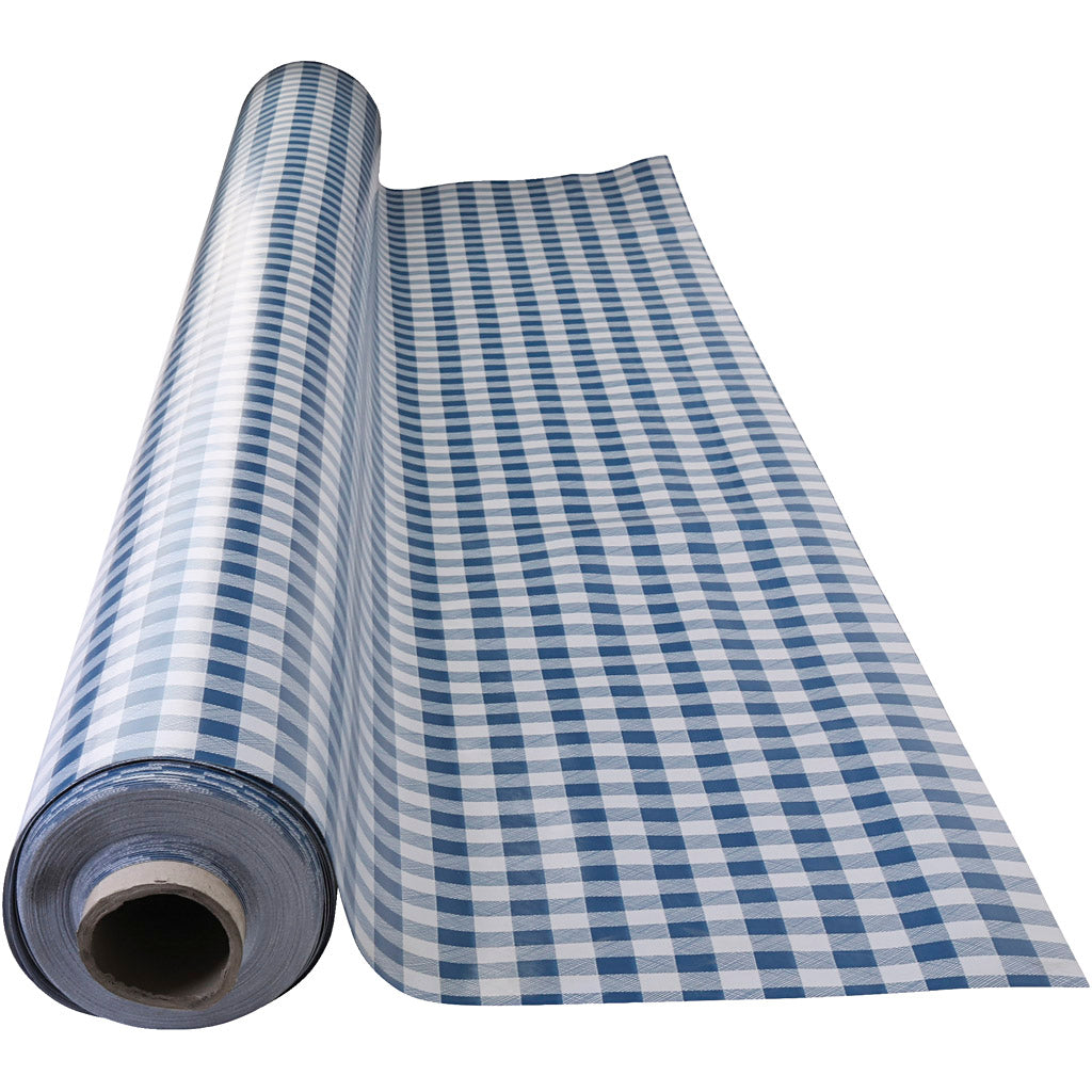 Vaxduk, rutig, B: 140 cm, blå, vit, 20 m/ 1 rl. [HOB-805590]